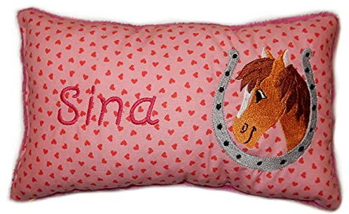 Momelie Rosa Schmusekissen * Kuschelkissen * Pferd * mit Namen Bestickt * 17 x 29 cm * SK-pi_0021