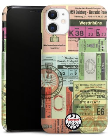 Premium Case kompatibel mit Apple iPhone 11 Smartphone Handyhülle Schutzhülle matt Eintracht Frankfurt Eintrittskarte Retro
