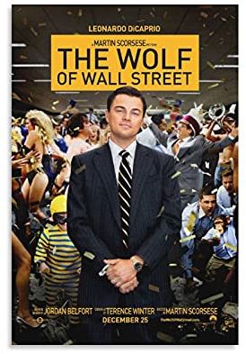 TONGDIAN The Wolf of Wall Street HD-Filmposter, ästhetisches Poster, Kunstdruck auf Leinwand, Poster, Geschenke, moderne Schlafzimmer-Dekoration, 60 x 90 cm