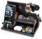 TESLYAR Cadeau Homme Organisateur de Bureau Bois Cadeau Fete des Peres Noël Cadeau Support Telephone Bureau Cadeau Papa Support Montre Monnaie Cadeau Anniversaire Homme Idee Cadeau (Noir)