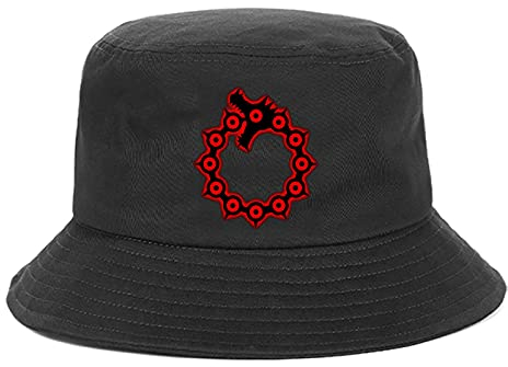 flowereyes Anime Eimer Hüte The Seven Deadly Sins Hut Dragon's Sin of Wrath gedruckt Strand-Sonnenhut Meliodas Fischerhut