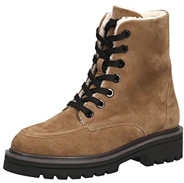 Caprice Leder flache Schnürstiefelette Khaki 26218 Warmfutter
