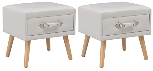 Catherinol Nachttische 2 STK. Nachtschrank, Nachtkästchen, Beistelltisch, Nachtkommode, für Schlafzimmer Wohnzimmer, Weiß 40 x 35 x 40 cm Kunstleder