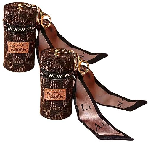 2xLippenstift-Organizer, Luxus-Leder-Lipgloss-Tasche, Mini-Lippenstift-Etui mit Schlüsselanhänger, Mädchen-Reise-Lipgloss-Make-up-Aufbewahrung, Halter für Geldbörse, Klassisch, Mit Reißverschluss