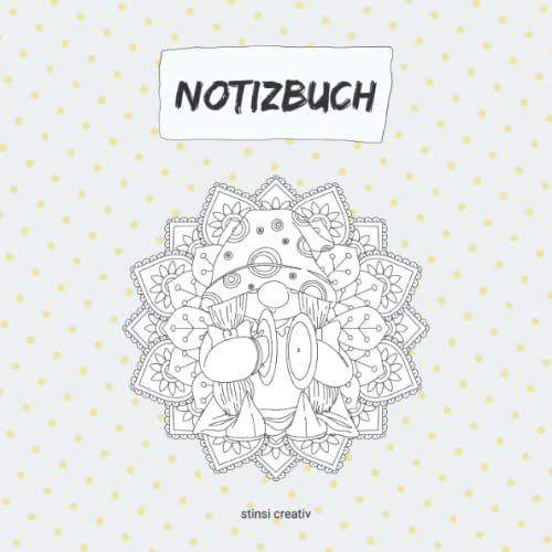 Musik Gnome Notizbuch: Linierte Seiten mit Musik Gnome Mandalas auf der rechten Buchseite zum Ausmalen und entspannen