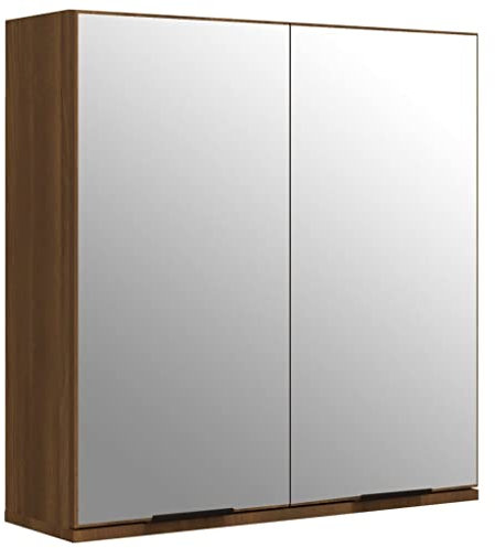 vidaXL Bad Spiegelschrank, Wandschrank für Badezimmer, Badschrank mit viel Stauraum, Badezimmermöbel Badmöbel Hängeschrank, Braun Eichen-Optik