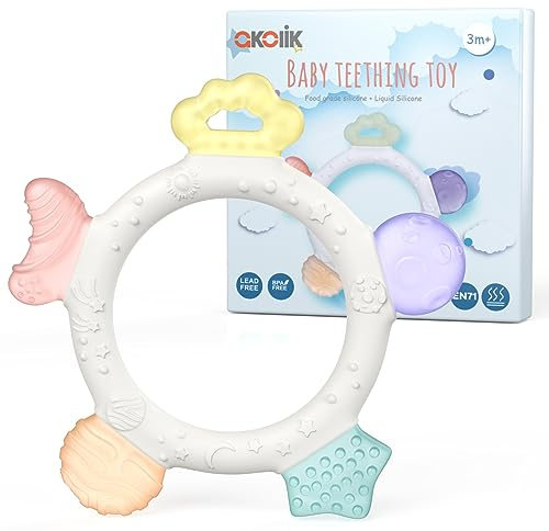 akolik Beißring für Babys, Beißring Baby Beißspielzeug aus Silikon, BPA-frei Zahnungshilfe Baby, Zahnen Baby Spielzeug, Leicht zu Greifling Beissring Baby für 3+ Monate Babys