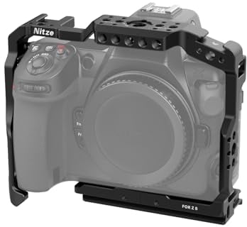 Nitze Z8 Cage for Nikon Z 8 Camera, with Built-in NATO Rail, Dual Cold Shoes and Arca Swiss Quick Release Plate - T-N01A