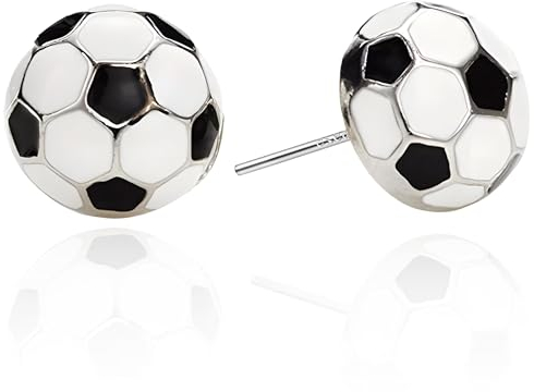 SIXDUTON Ohrringe aus 925 Sterling Silver für Damen Frauen, Fasching Schmuck Sportlich Ohrring Fans Stil für Fußball Zierliche Ohrstecker Geschenk (Fußball)