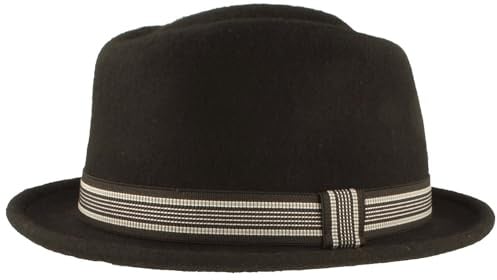 Breiter Rollbarer Filzhut Diamond Wollhut Wasserabweisend Pork Pie Hut knautschbar Schwarz Garnitur XL