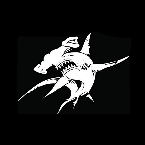 ROPEME 16.5cm*12cm Hammerhead Shark Ocean Sea Shark Angry Teeth Scuba Diver Car Sticker Decal Black Silver Vinyl