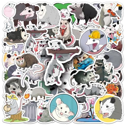50Stück Opossum Aufkleber für Fahrrad,Gepäck,Skateboard,Stoßstange,Motorrad,Kühlschrank, Laptop,Cartoon Possum Vinyl Aufkleber,Erwachsene Kinder Geschenk,Aesthetic Niedliche Tier Graffiti Sticker