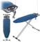 KADAX Tabla de planchar plegable de aluminio de 120 x 42 cm, con bandeja para plancha y soporte para cables, tabla de planchar de altura ajustable con enchufe (azul oscuro)