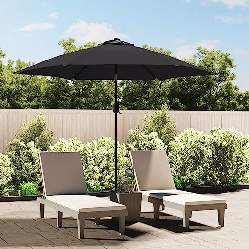 SKM Sombrilla de jardín con Palo de Metal Negro 300 cm,Casa y jardín,Jardín,Artículos de Exterior,Sombrillas,Negro,47126