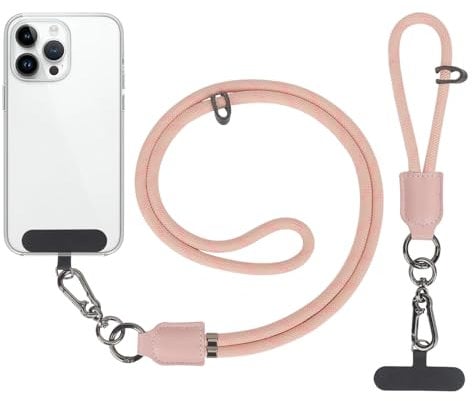OWill Mobile Phone Lanyard Strap and Wrist Strap, Adjustable Nylon with Patch, Metal Buckles for Most Mobile Phone