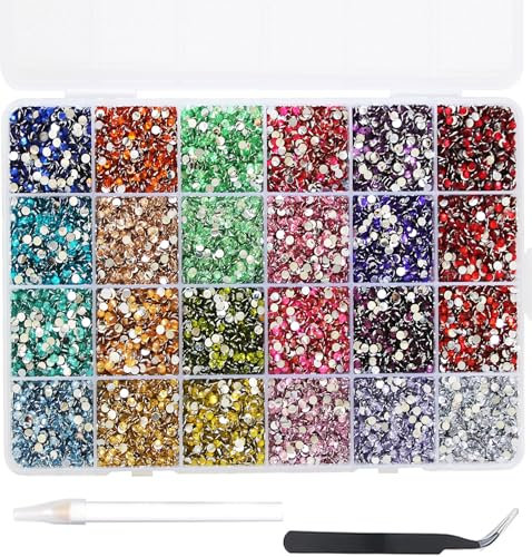 24000Pcs Diamantes para Uñas, BetterJonny Cristales para Uñas 3mm Cristales Gemas Piedras para Uñas Diamantes de Imitación Gemas de Espalda Plana para Uñas Maquillaje Ropa Manualidades DIY Handwerk,E