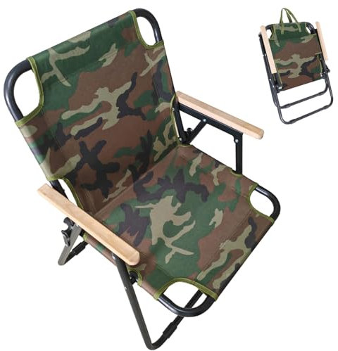 Campingstuhl Faltbar, Klappstuhl Camping, Angelstuhl Faltbar in Camouflage, 225kg Belastbar, Faltstuhl Camping aus Robustem Oxford-Gewebe für Garten, Picknick, Reisen (Army Green)