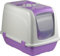 Large Ventilated Cat Litter Box Closed Toilet With Clear Door Flap (Light Purple)