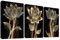 3Pc Cadre en Bois Impression sur Toile Fleurs Noir Brunes Abstraites Tableau Image sur Toile Minimalisme Peinture Florale Tableau Decoration Murale Salon Chambre Salle de Bain 30x40cm x 3pcs