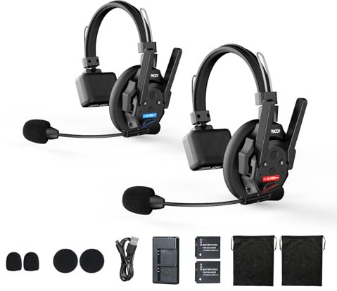 SYNCO XTALK XPRO2 Wireless Intercom Headset, 2,4GHz Vollduplex 24H 500M Reichweite Echtzeit-Teamkommunikation, Funk Gegensprechanlage Kopfhörer