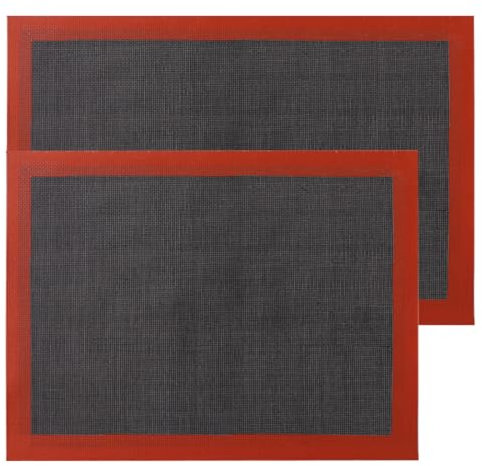 KOLZEMV Lot de 2 tapis de four micro-perforés en silicone, tapis silicone patisserie, tapis de cuisson, à double face, antiadhésifs, résistants à la chaleur et réutilisables pour macarons, soufflés