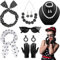 HUYUE 50er Jahre Rockabilly Accessoires Damen Kostüm mit Handschuhe Stirnband Schal Chiffon 1950s Kostüm Rockabilly Accessoires für Party Fasching (9 Stück)