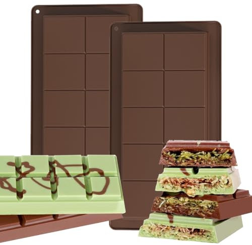 NHQZ 2 Pièces Moule tablette chocolat, Moule chocolat pour chocolat dubai, Moule silicone tablette de chocolat