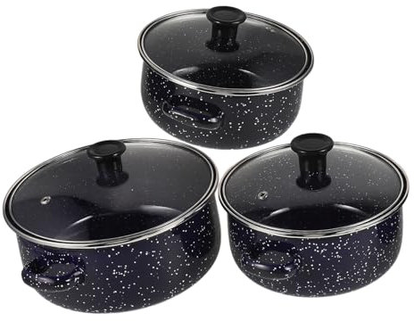 CLISPEED 1set Pentole Piccole Smalto Con Manico e Coperchio Adatte Per Cucina Ramen e Zuppe Resistente e Facile Da Pulire Design Piatto Per Riscaldamento Uniforme e Antiaderente