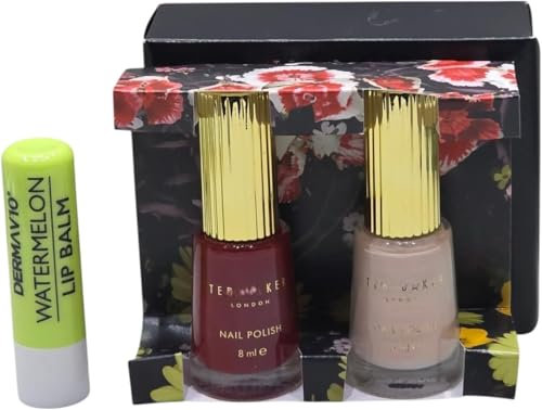 Nail Polish Duo Classic Red And Pink 8ML Each Elegant Shades Pink,Red With Aloe Vera Lip Balm