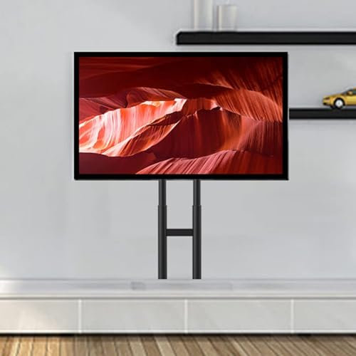Support TV De Plancher - Barre De Support D'écran Au Sol pour Téléviseurs De 32 À 65 Pouces, Support Mural avec Pieds en Caoutchouc, Support TV Réglable en Hauteur avec Gestion des Câbles