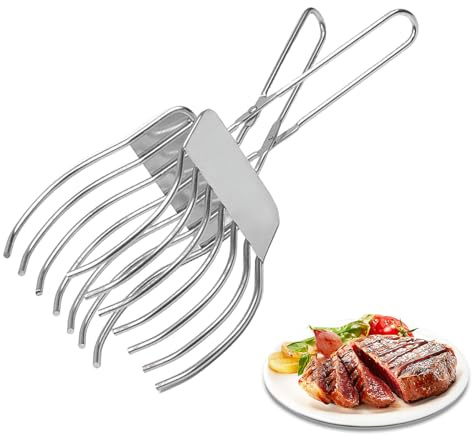 Meat Holder for Slicing, Stainless Steel Carving Fork, Vegetable Clamp Tool, Multifunctional Skewer Stick Handle Cutter for Bread, Cooking, BBQ, Kitchen Cutting Guide
