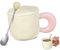 LOPUNER 1 Juego Taza de Cerámica Aesthetic con Tapa y Cuchara Taza de Café y para Hogar y Oficina Uso para Bebidas Calientes