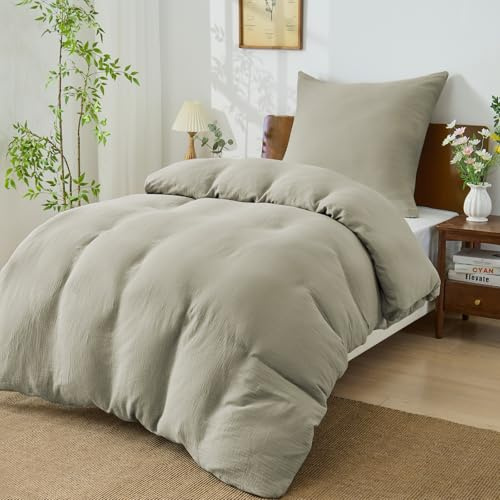 BEDELITE Musselin Bettwäsche 135x200 2teilig Baumwolle, Taupe, ÖKO-TEX | Sommer Bettwäsche-Sets mit Reißverschluss, Bettbezug 135x200cm mit Kissenbezug 80x80cm, weiche und atmungsaktiv