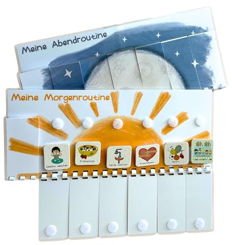 MEGA Kreativ Studio™ Routineplaner Kinder Set | Visueller Tagesplaner & Belohnungstafel | 45 robuste Klett-Kärtchen laminiert | Aufgabenplaner Kind Morgen- & Abendroutine