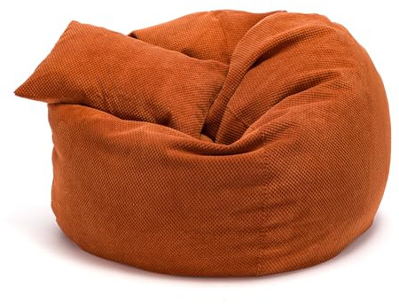 ECOPUF - Sitzsack - Bodensessel - mit Füllung - für Wohnzimmer, Schlafzimmer - Bequemes Bean Bag - Langlebige EPS-Füllung - Modernes Design, Groß - DOT Plüsch - Ziegelrot