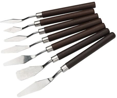 7-teiliges Spachtel Farbschaber Werkzeug Set Mit Holzgriff Farbe Edelstahl Mischen Für Öl Acryl Malerei Mehrzweck Malwerkzeug