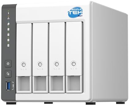 SIMPLETEK - Sistema NAS a 4 Bay SATA 3,5/2,5con 4 GB RAM, Processore Quad-Core e USB-A + LAN 2.5G per Cloud e Server