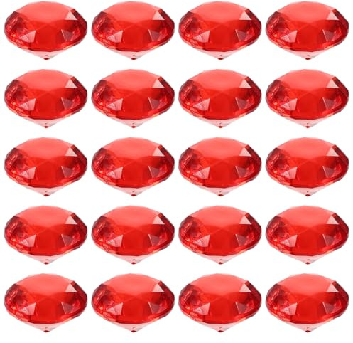 FUNOMOCYA Künstliche Edelsteine Vase Füllstoff 30mm Rot Verschleißfestes Kunststoff Granulat für Vasendekoration Party und Valentinstag Deko