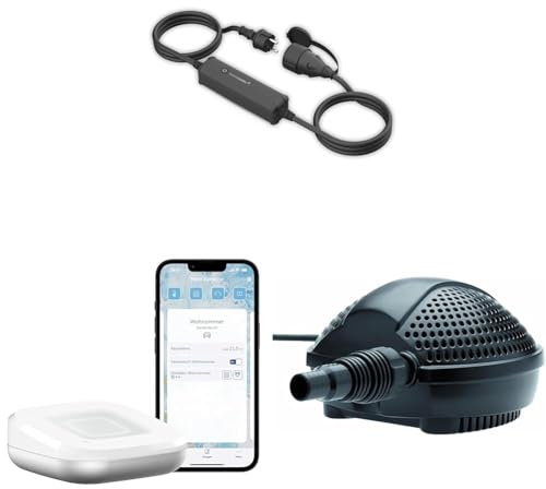 Homematic IP Smart Home Set Teichpumpe mit Access Point 2 + Schalt-Mess-Kabel – außen + Pontec PondoMax Eco 1500, Pumpe für Teich & Bachlauf, Filteranlage, 10m Kabel, per App, Alexa & Google Assistant