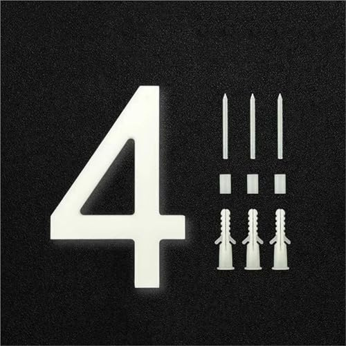 20cm Números de Casa Flotantes Blancos para Exterior Moderno Placa Dirección Acrílico Dígitos 0-9 para Jardín Patio Calle Oficina Apartamento Puerta Casa Identificación de Edificio con Tornillos(4)