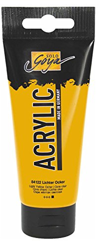 KREUL 84122 - Solo Goya Acrylic, 100 ml Tube in lichter Ocker, cremige vielseitig einsetzbare Acrylfarbe in Studienqualität, auf Wasserbasis, schnell und matt trocknend, gut deckend, wasserfest