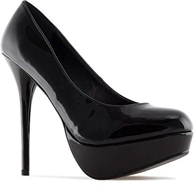 Andrés Machado - Elegante Pumps aus Lederimitat für Junge Frauen mit 14 cm Absatz – AM453 – Stilettos hohe Damenschuhe mit Plateau für den Frühling –Lack Schwarz Größe EU 35