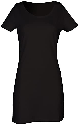 Skinni Fit Ladies/Womens Scoop Neck T-Shirt Dress (L) (Black)