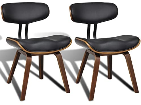 vidaXL Esszimmerstühle 2 STK., Esszimmerstuhl mit Rückenlehne, Essstuhl Küchenstuhl mit Holzbeinen, Stuhl für Esszimmer Küche, Bugholz Kunstleder