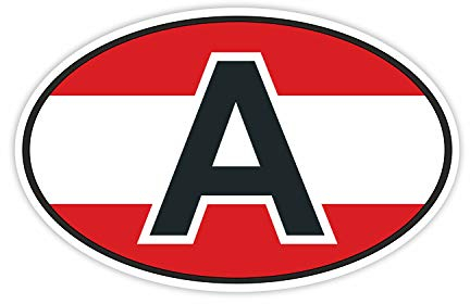 easydruck24de Auto-Aufkleber Länderkennzeichen Österreich farbig I kfz219 I 14,5 x 9 cm I Sticker Fan-Artikel Produkt Flagge Fahne Fahrzeug-Aufkleber