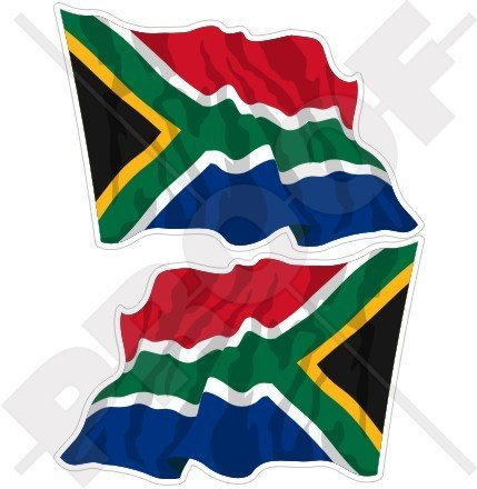 Südafrika Südafrika Flagge, 75 mm, Vinyl-Aufkleber, 2 Stück
