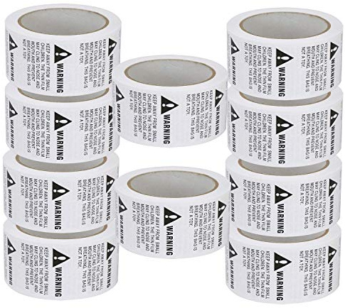 10 Rolls/5000 Labels,Suffocation Warning,Keep Away from Small Children,2 X 2 Removable Label Stickers