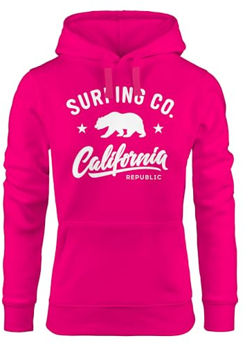 Neverless Hoodie Damen California Republic Bear Bär Sommer Surfing Kapuzen-Pullover