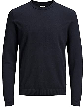 JACK & JONES Jjebasic Knit Crew Neck Noos, Felpa Uomo, Blu (Navy Blazer), Medium