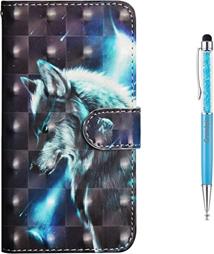 Grandoin iPhone 6S Hülle,iPhone 6 Hülle, Handyhülle im Brieftasche-Stil für Apple iPhone 6S / iPhone 6 4.7 Zoll Handytasche PU Leder Flip Cover 3D Bunte Muster Book Case Schutzhülle (Wolf)